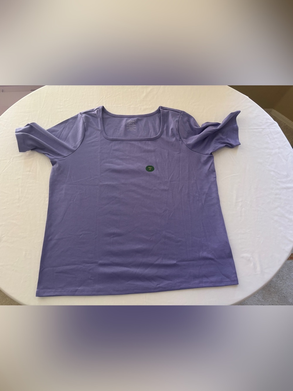 LL Bean Purple 100% Cotton Square Neck Top Women’s 1X New with Tags - Picture 4 of 13
